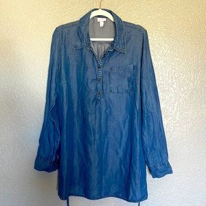 Isabel Maternity Chambray long sleeve dress